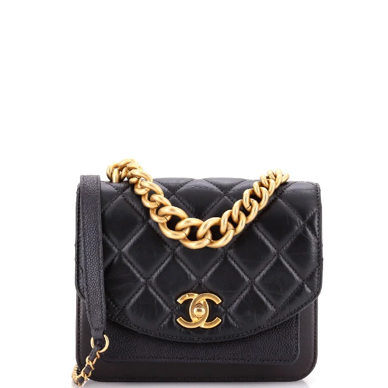 Chain Handle Flap Bag Quilted Calfskin with Caviar Mini