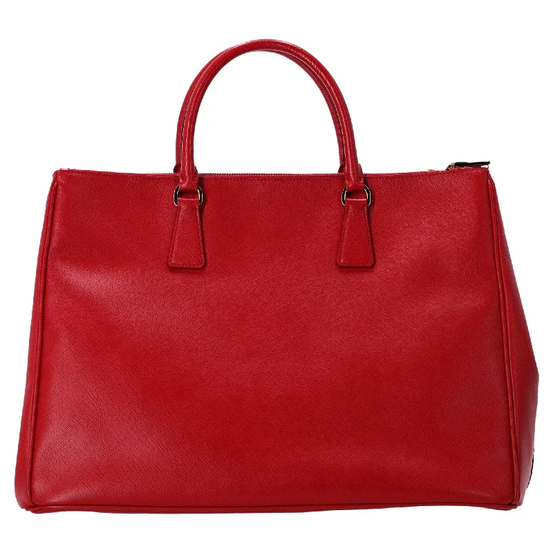 Prada Extra Large Galleria Hand Bag in Red Saffiano Leather