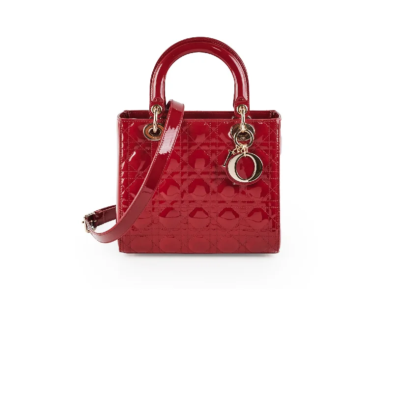 Christian Dior Lady Dior Medium Red Patent