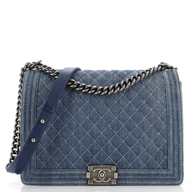 Boy Flap Bag Quilted Denim Large