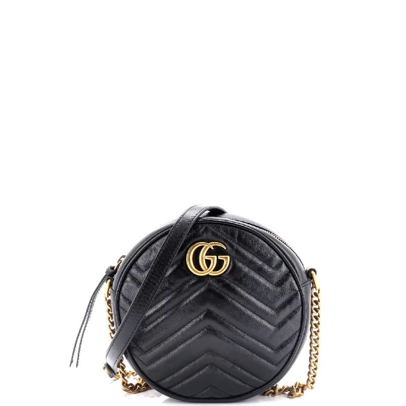 GG Marmont Round Shoulder Bag Matelasse Leather Mini