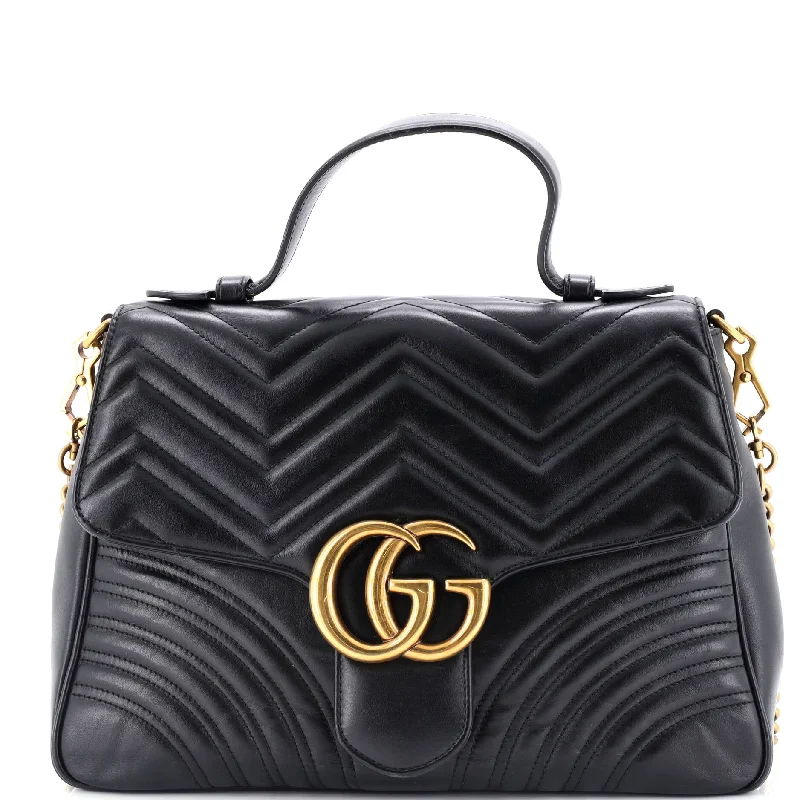 GG Marmont Top Handle Flap Bag Matelasse Leather Medium