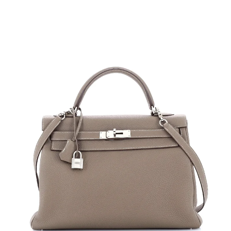 Kelly Handbag Grey Togo with Palladium Hardware 32