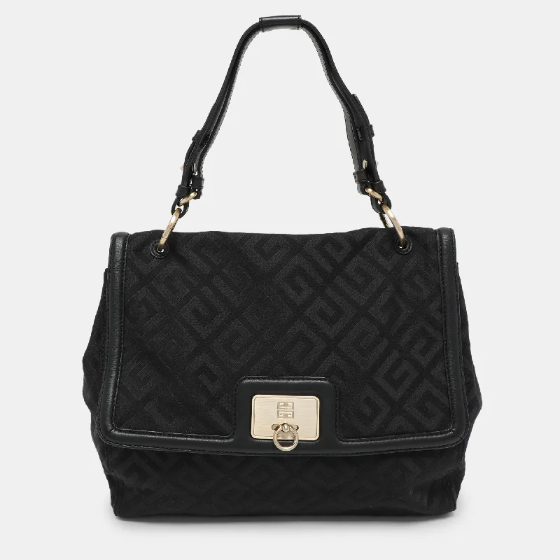 Givenchy Black Signature Canvas And Leather Shoulder Bag