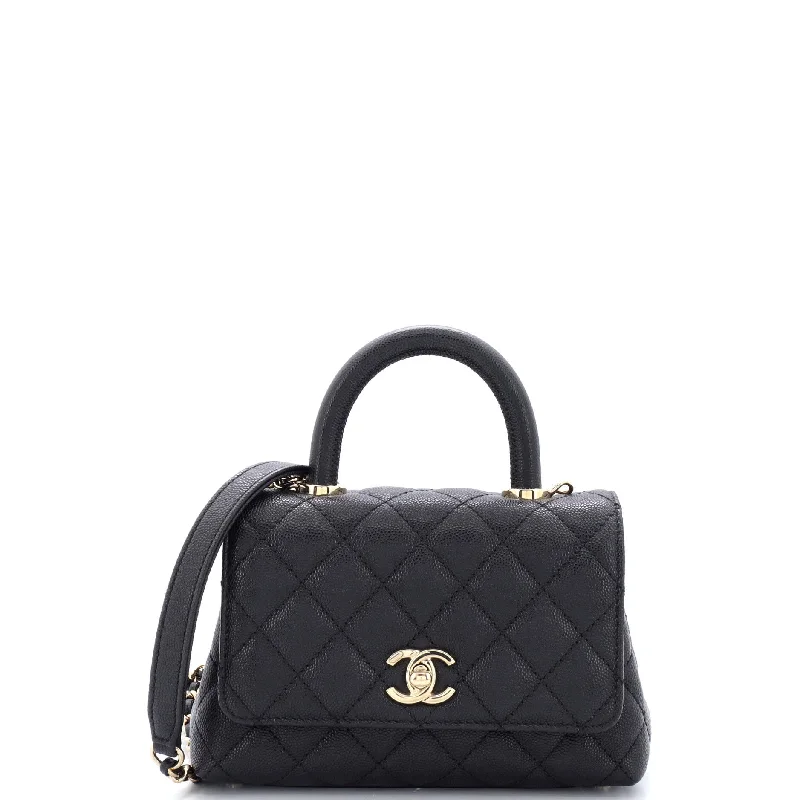 Coco Top Handle Bag Quilted Caviar Extra Mini