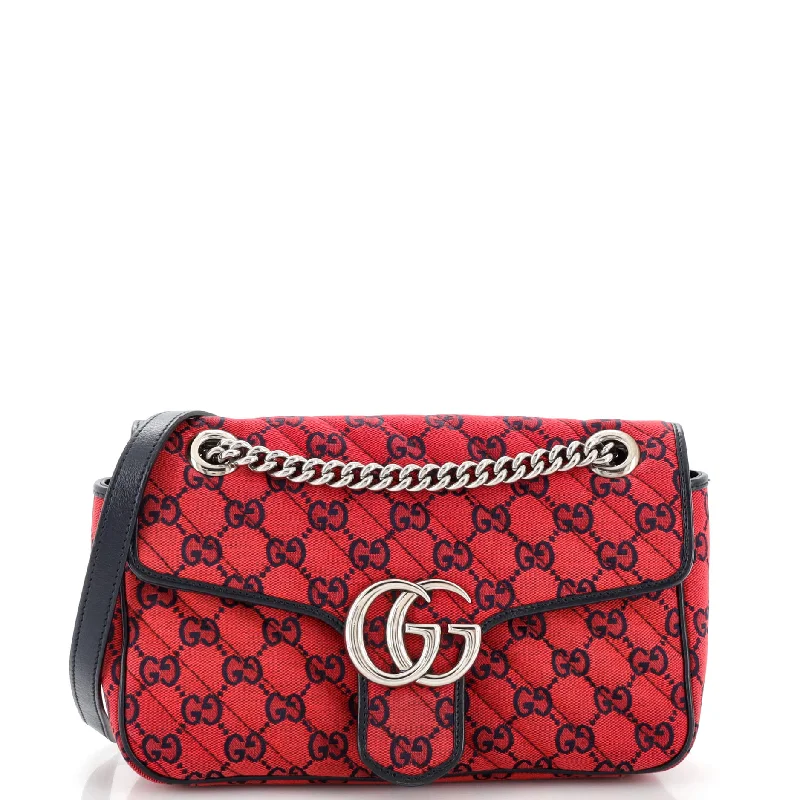 GG Marmont Flap Bag Diagonal Quilted GG Canvas Small