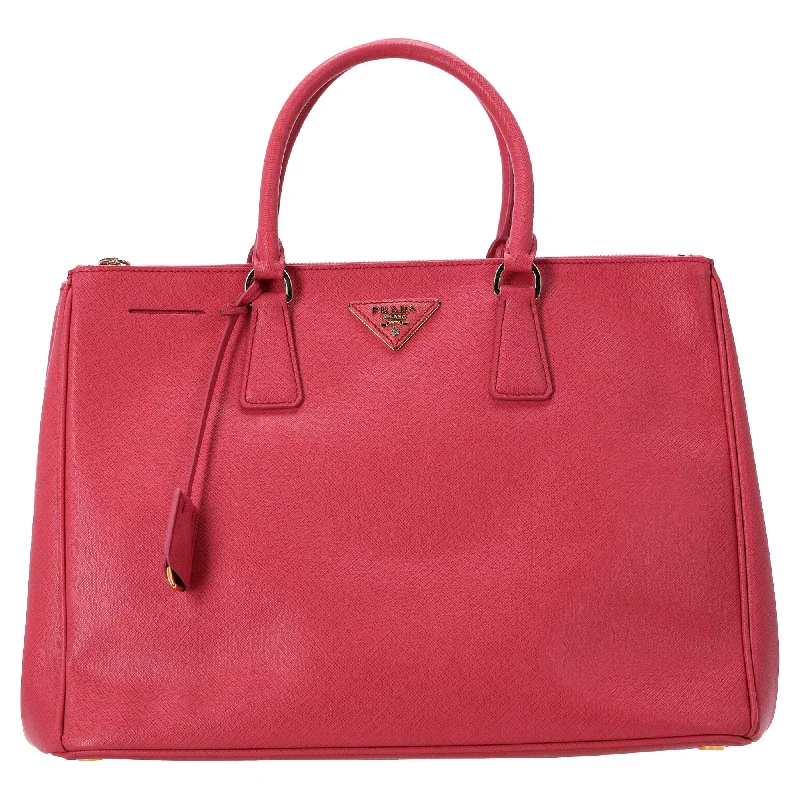 Prada Large Galleria Hand Bag in Pink Saffiano Leather