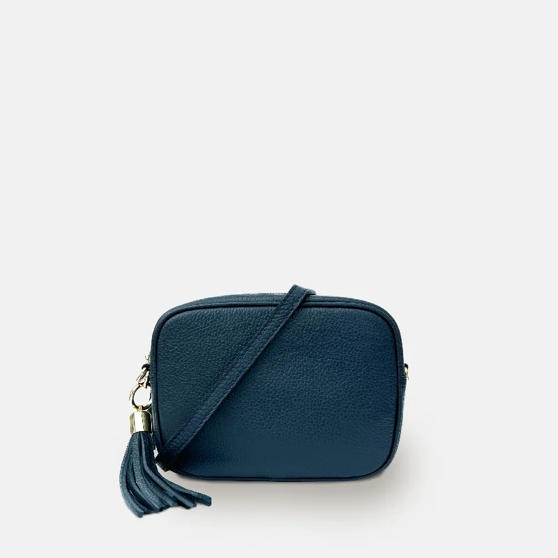 Navy Leather Crossbody Bag