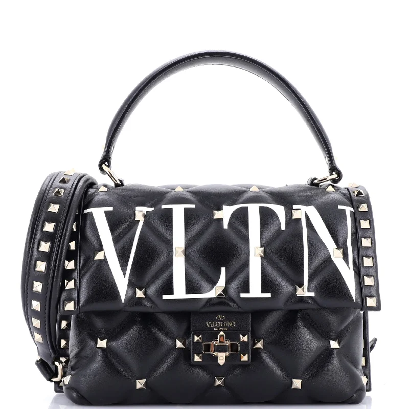 VLTN Candystud Top Handle Bag Printed Leather Medium