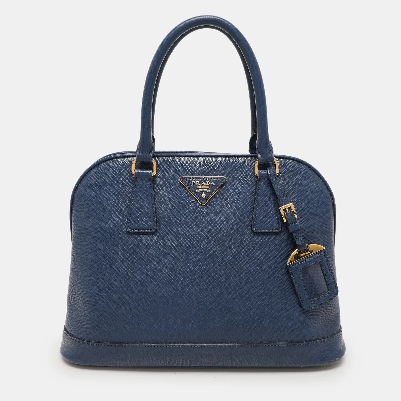 Prada Navy Blue Saffiano Lux Leather Medium Promenade Bag