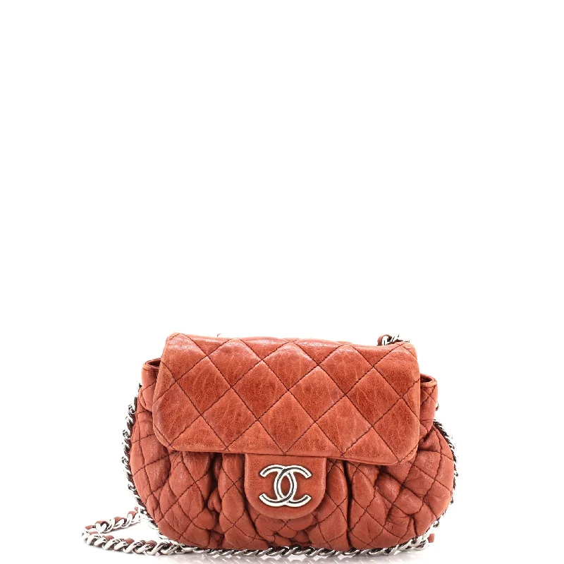 Chain Around Flap Bag Quilted Leather Small