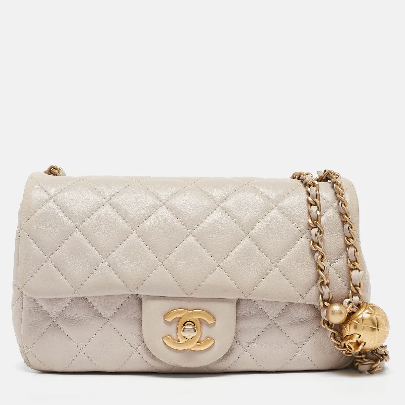 Chanel Pale Pink Quilted Leather Mini Pearl Crush Rectangular Flap Bag