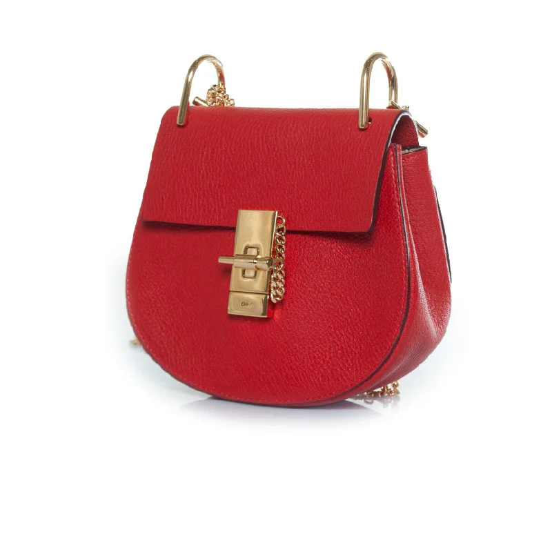 drew bag in red leather