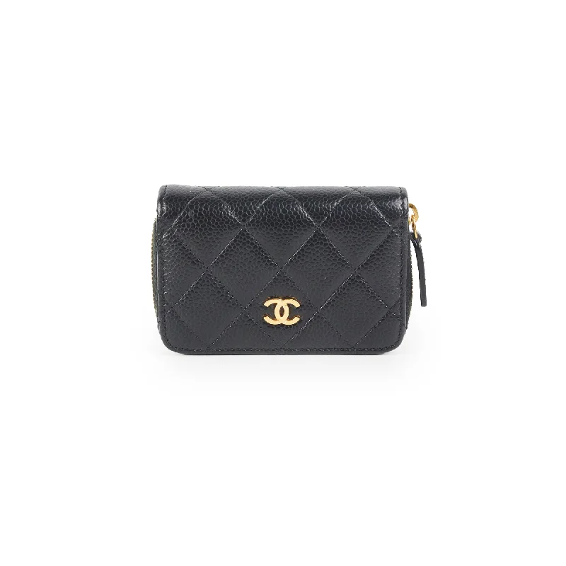 Chanel Zipper Card Holder Caviar Black