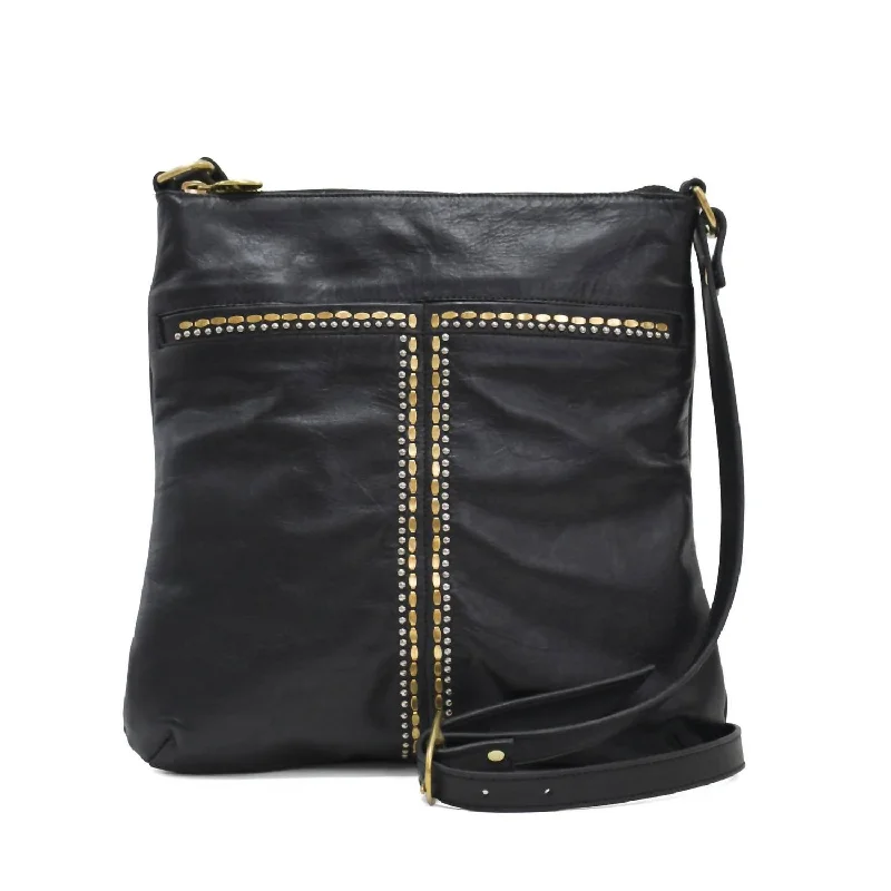 Mariah Handbag In Black Belmont W/ Brass & Nickel Art