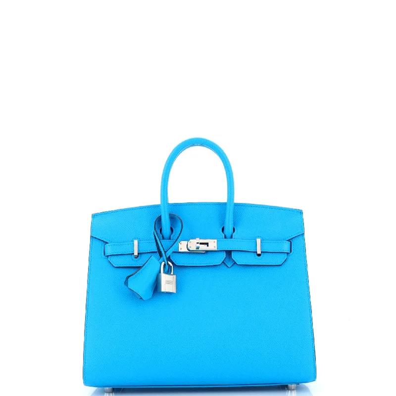 Birkin Sellier Bag Bleu Frida Epsom with Palladium Hardware 25