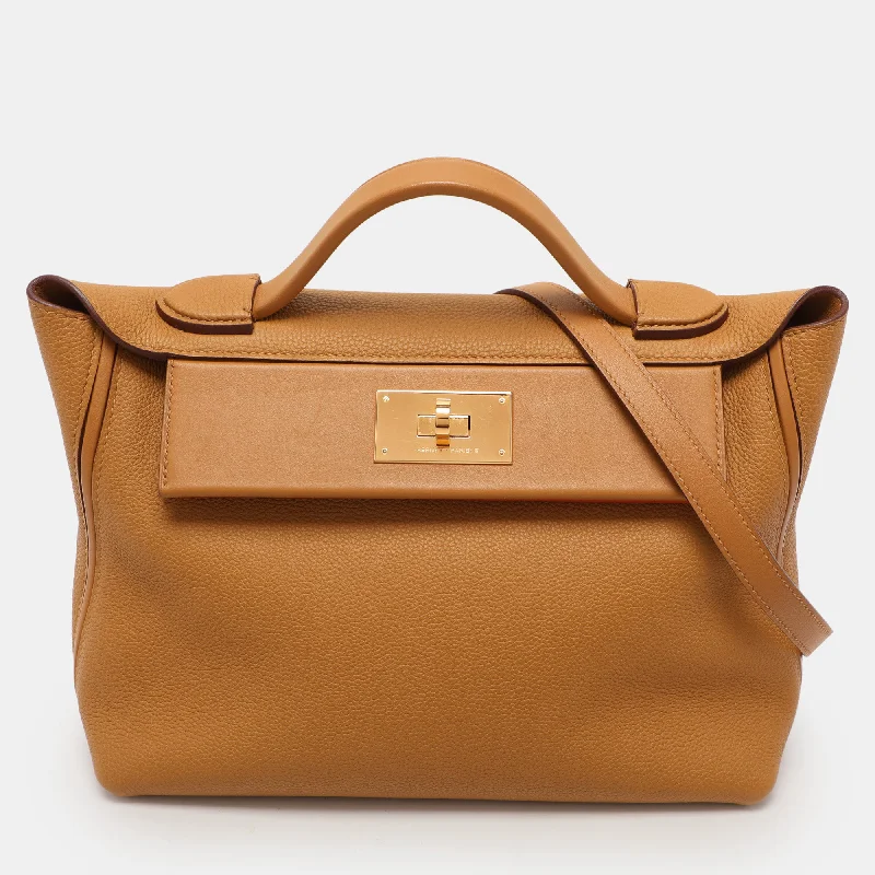 Hermes Jaune Ambre Togo And Swift Leather Gold Tone Finish 24/24 29 Bag