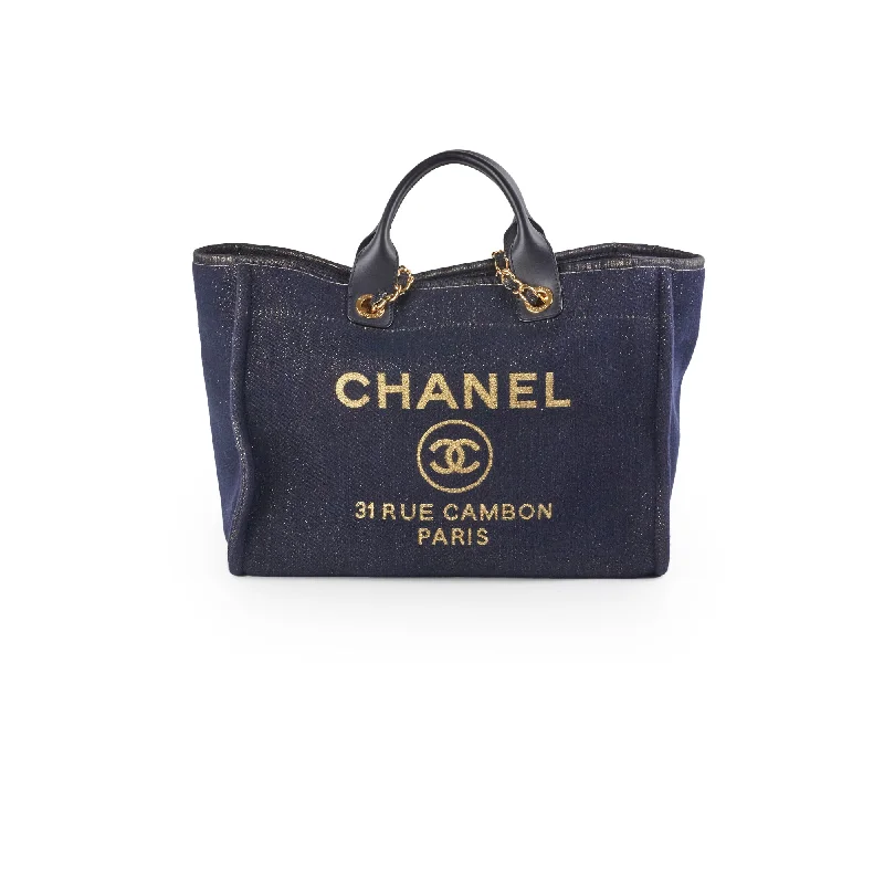 Chanel Deauville Tote Navy/Gold