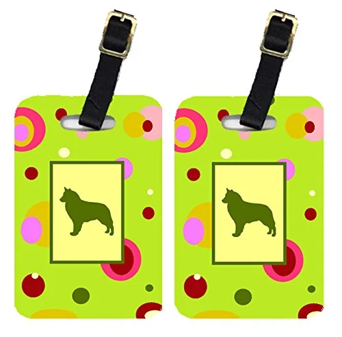 Caroline's Treasures CK1115BT Pair of 2 Belgian Sheepdog Luggage Tags, Large, multicolor