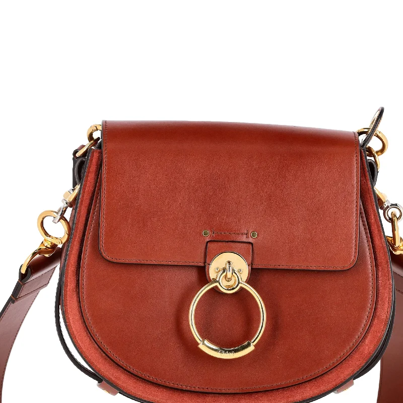 Chloé Small Tess Bag in Brown Leather and Suede