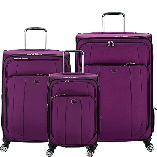 Delsey Luggage Helium Cruise 3 Piece Exp 4 Wheel Spin Lug, Purple