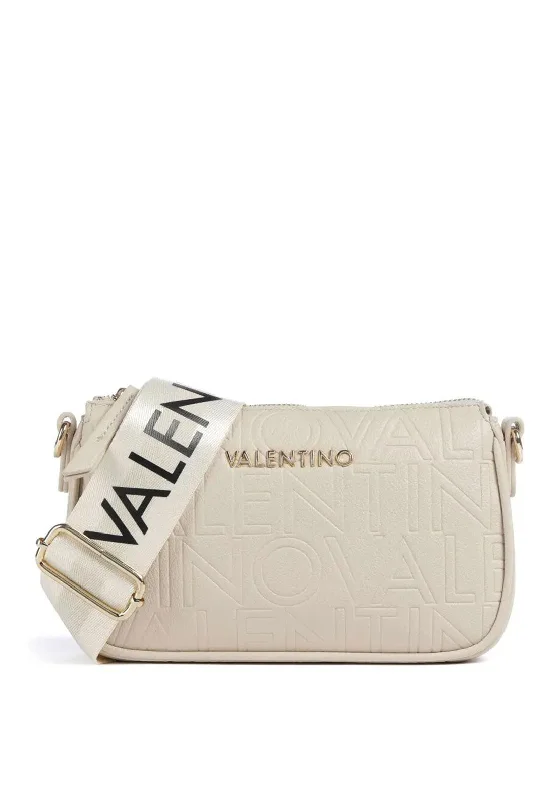 Valentino Pansy Embossed Crossbody Bag, Ecru