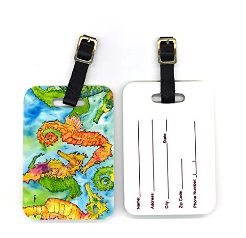 Caroline'S Treasures 8546Bt Pair Of Seahorse Luggage Tags, Large, Multicolor