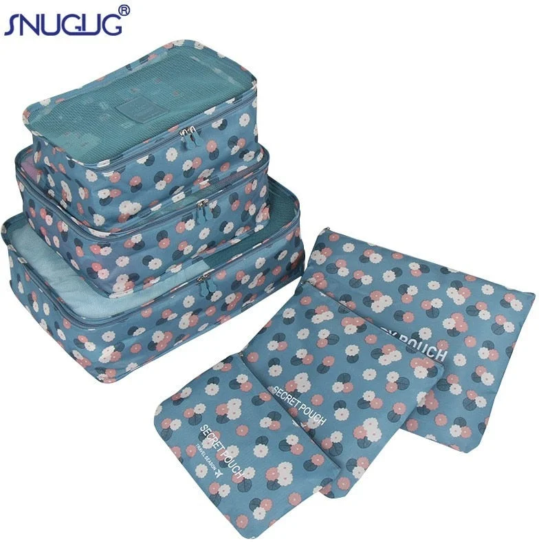 Packing Cubes 6 pcs/Set Travel Bag luggage bad Organizer Suitcase Home Wardrobe closet cupboard