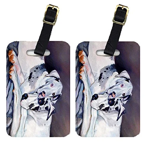 Caroline's Treasures 7163BT Pair of 2 Harlequin Natural Great Danes Luggage Tags, Large, multicolor