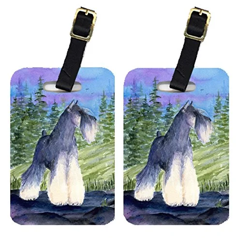 Caroline's Treasures SS1061BT Pair of 2 Schnauzer Luggage Tags, Large, multicolor