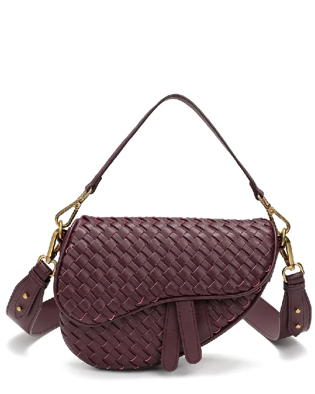 Tiffany & Fred Paris Hand-Woven Leather Saddle Bag