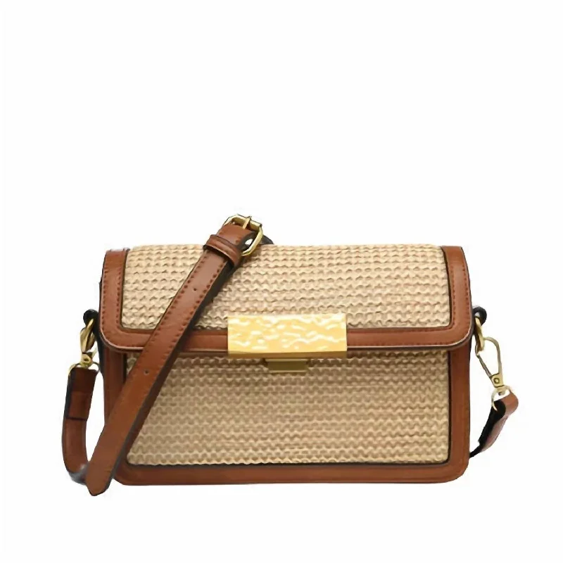 Elizabeth Straw Crossbody Bag In Natural