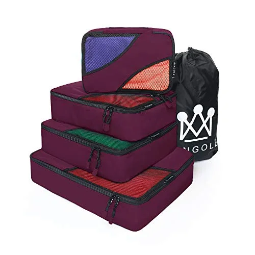 4 Set Packing Cubes Travel Luggage Packing Organizer with Laundry Bag 7 Colors Nylon YKK Zippers