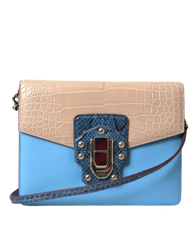 Dolce & Gabbana blue  Exotic Leather LUCIA Crossbody Purse Women's Bag (Pre-Owned)