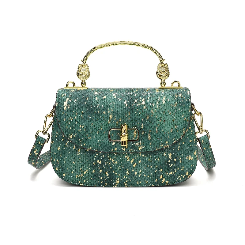 Top-Handle Snakeskin print Leather Satchel/Shoulder Bag