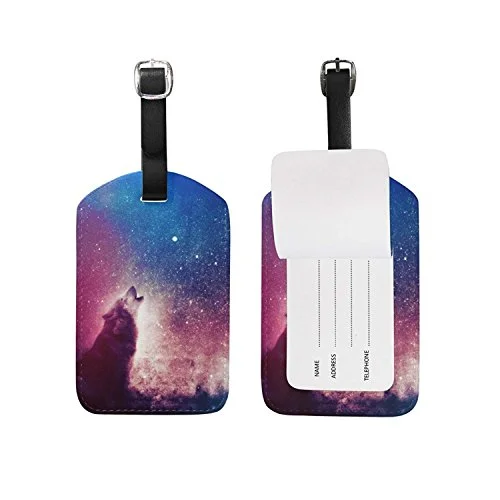 Luggage Tags Starry Stars Clouds Wolf Travel Baggage Tags