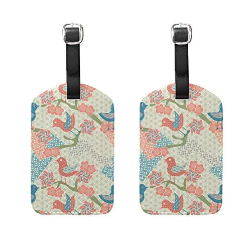 Luggage Tags Japanese Modern Pattern Womens Bag Suitcase Tags Holder traveling accessories Set of 2