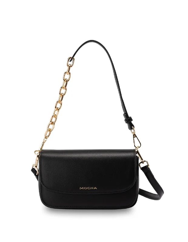 Mocha Donnette Half-Chain Bag- Black