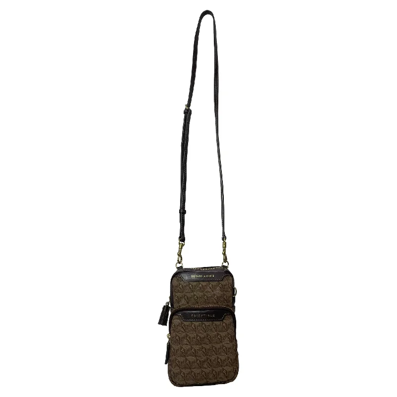 Anya Hindmarch Essentials Logo Jacquard Crossbody Bag in Brown Leather