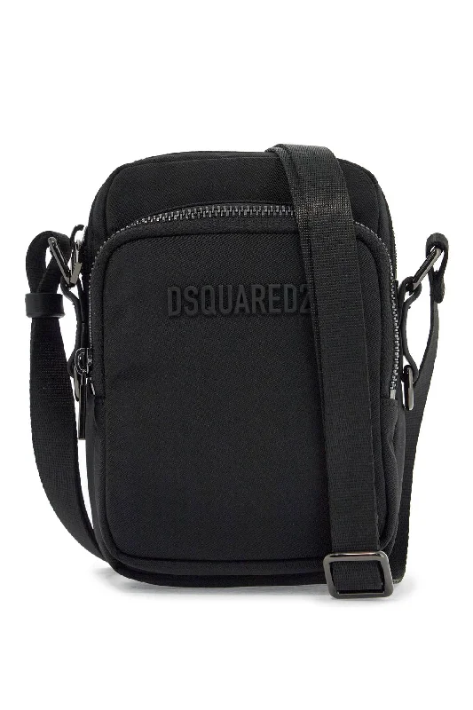 Dsquared2 Black Minimalist Crossbody Bag In Polyamide