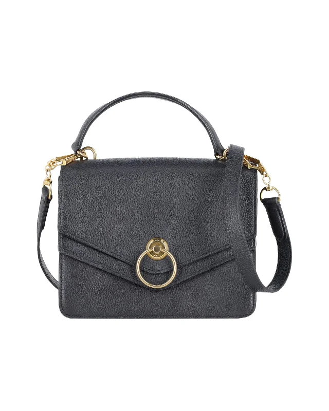 Mulberry Harlow Satchel Crossbody Bag in Black Grained Leather