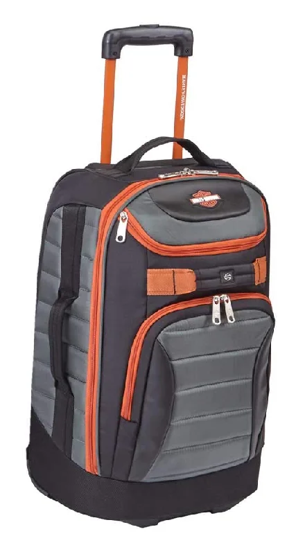 Harley Davidson Quilted Luggage 21" Casual Upright Carryon, Grey/Black