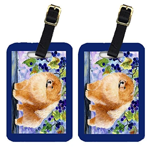 Caroline's Treasures SS8251BT Pair of 2 Pomeranian Luggage Tags, Large, multicolor