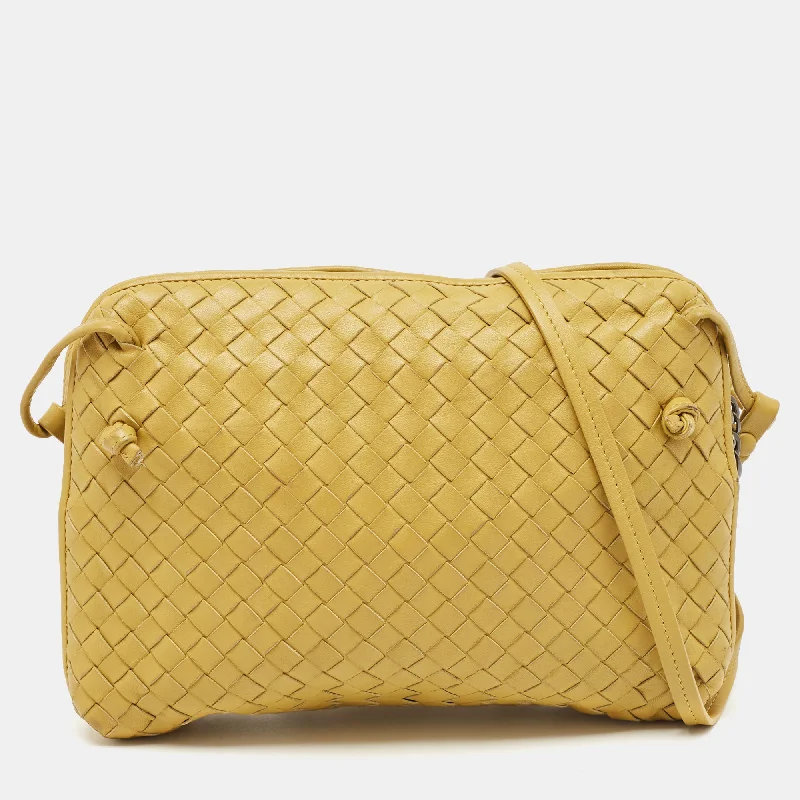 Bottega Veneta Mustard Intrecciato Leather Nodini Crossbody Bag