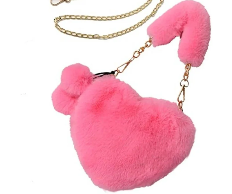 Valentine Soft Faux Fur Fuzzy Crossbody Bag In Pink