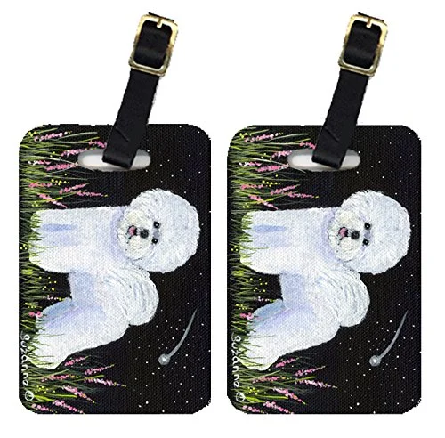 Caroline's Treasures SS8143BT Pair of 2 Bichon Frise Luggage Tags, Large, multicolor