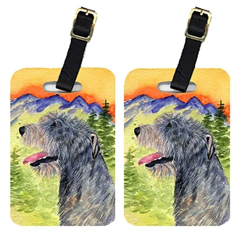 Caroline'S Treasures Ss8209Bt Pair Of 2 Irish Wolfhound Luggage Tags, Large, Multicolor