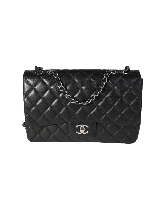 Chanel Black Quilted Lambskin Jumbo Classic Single Flap Bag