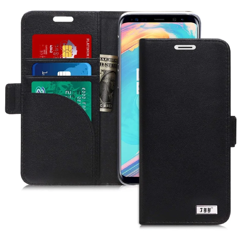 Fyy Genuine Leather Case For Galaxy S9, Handmade [Rfid Blocking] Wallet Case With Kickstand Card