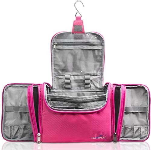 TRAVANDO XXL Toiletry Bag for Women"MAXI" with Hanging Hook - Large Wash Bag - Many Pockets - Travel Set, Travel Toiletry Kit Cosmetics Makeup Big Toilet Organizer Suitcase Luggage